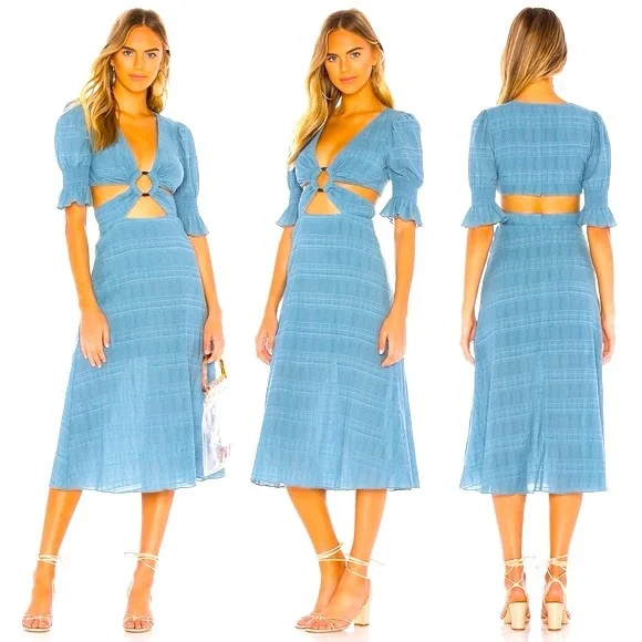 Tularosa Dresses | Tularosa Cut Out Midi-Dress - Size M - Dusty Blue | Color: Blue | Size: M | Reecycle's Closet